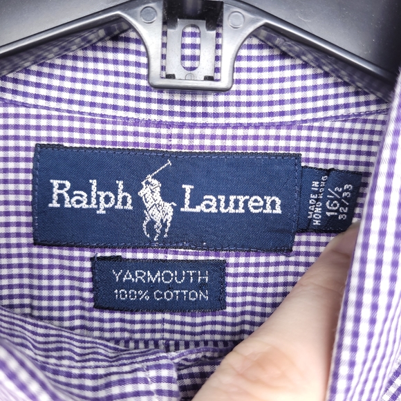 RALPH LAUREN Men's Purple Checkered Button-Down Dress Shirt 16 1/2 - Picture 9 of 10